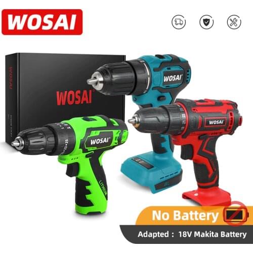 WOSAI 20V Brushless Electric Drill 115NM Cordless Screwdriver Mini Electric Power Screwdriver Impact Drill Wireless Power Driver
