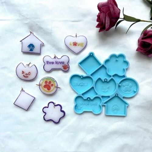 Pet Tag Keychain Epoxy Resin Mold Earring Pendant Dog Hanging Sign Silicone Mould DIY Crafts Jewelry Necklace Casting Tools