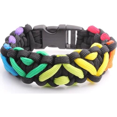 LGBT PRIDE themed Rainbow Black Heart weave Paracord Bracelets