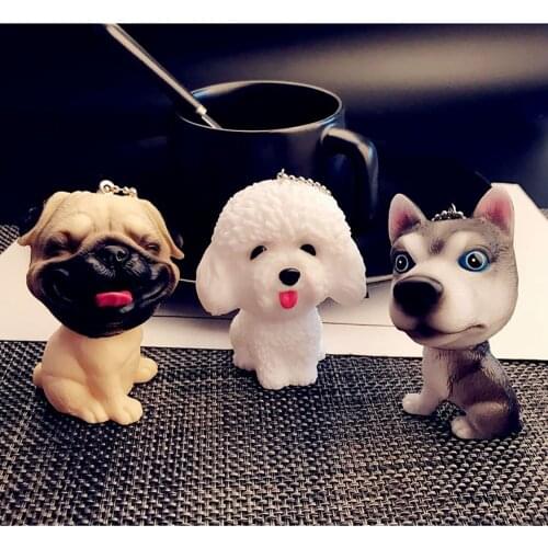 Cute Husky Pug Puppy Pendants Key Ring Handbag Purse Charms Pendants Key Ring Car Keychain Bag Charm Keyring