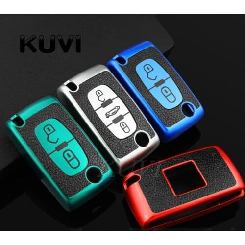 TPU Flip Folding Car Key Case Cover For Peugeot 206 407 307 607 For Citroen C2 C3 C4 C5 C6 berlingo Remote key shell 2/3 Buttons