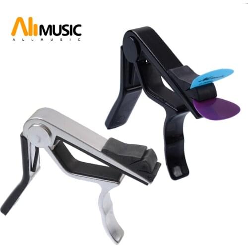 Alice Black And Silver Capo For Acoustic/ Electric/ Classical Guitar, Cappo On Guitarra With Pick Holder New