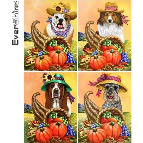 Evershine Full Square Diamond Painting Dog 5D DIY Diamond Embroidery Halloween Animal Rhinestone Picture Home Decorations
