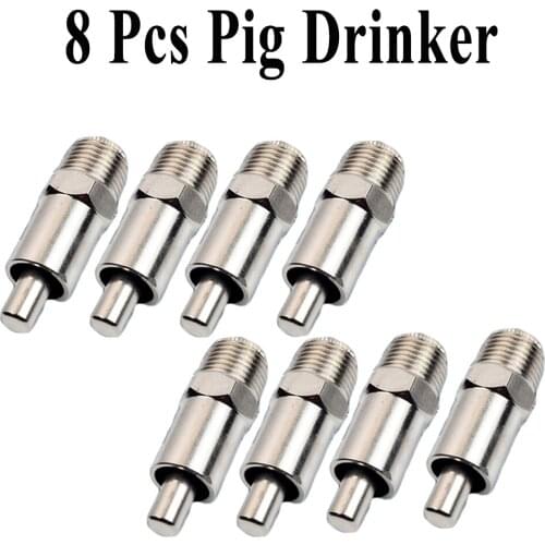 8PCS Pig Nipple Drinker Stainless Steel Automatic Waterer Fountain Sow Drinkering Watering Piggery Farm Tool Supplies Veterinary