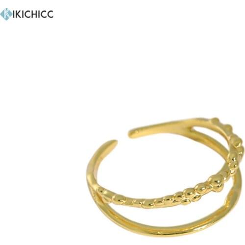 Kikichicc 100% 925 Sterling Silver Gold Circle Twist Ring Women Geometric Irregular Rock Punk Jewelry For Women Fashion