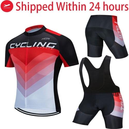 Summer Pro TELEYI White and red Cycling Jersey Set Mountain Bike Cycling Clothing Mens Pro Racing Bicycle Clothes Cycling Set