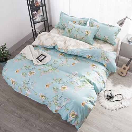 33Flower Printed 4Pcs Bedding Sets Duvet Cover Quilts Bed Sheets Pillowcases Home Textile Sets Polyester Material For Full Sizes