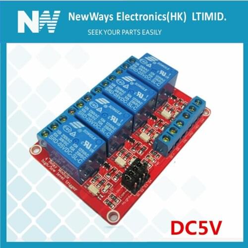 Red Pcb 4 Channel Relay Module Dc5V With Optical Coupling Isolation High And Low Level Trigger Relay Expansion Board