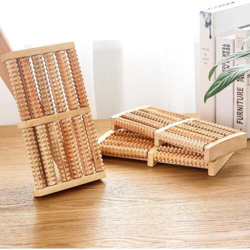 5 Row Rollers Foot Massager Stress Relief Therapy Wooden Foot Massager Relax Relief Massager Spa Gift Anti Cellulite