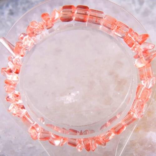 Fashion Jewelry Gift Bangle For Women Natural Volcano Cherry Quartz Stone Chip Beads Cord Stretch Bracelet 8" 1Pcs H1404