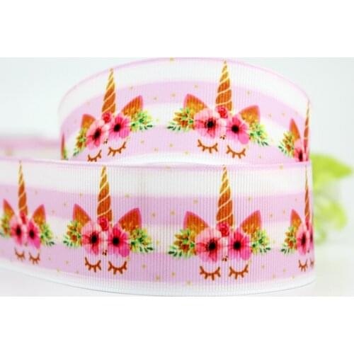 Cartoon unicorn printed grosgrain ribbon 38mm 10 yard christmas Wedding decorative DIY Handmade bows Materials ribbons
