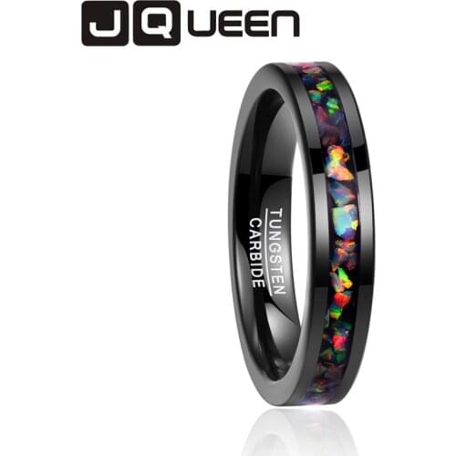 Men' s rings inlaid opal black tungsten steel ring size 7-12 vintage Jewelry Gift never fade