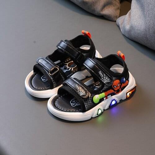 Disney Children Cartoon mickey mouse Boy Girl Baby Sliding Soft Shoes Summer Sandals Beach Light Shoes LED