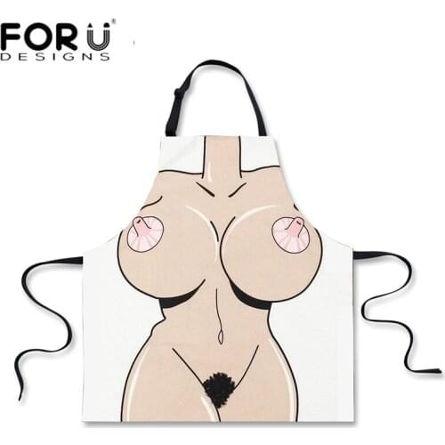 FORUDESIGNS Novelty Sexy Kitchen Aprons for Woman Night Party Fancy Men Sexy Apron Funny Ladies Cooking Work Slevessless Apron