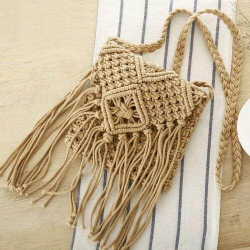 Wholesale Ladies Straw Beach Bags Crochet Weave Natural Summer Women Hand Make Beach Tote Rattan Shoulder Bags