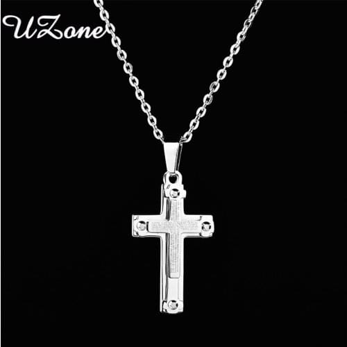 UZone Two Sliver Color Cross Necklace Christian Bible Prayer Pendant For Friend Charming Gifts