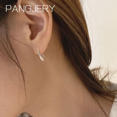 PANGJERY 925 Sterling Silver Earrings for Women INS Fashion Simple Creative Chic Small Bean Sprouts Wedding Fine Jewelry Gifts