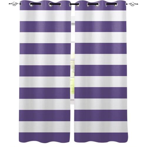 Stripes Purple White Curtains For Kitchen Bedroom Window Treatment Curtains for Living Room Drape Home Decoration