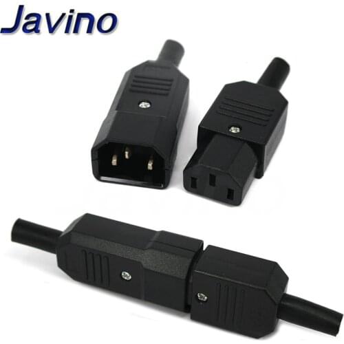 Straight Cable Plug Connector C13 C14 10A 250V Black female&male Plug Rewirable Power Connector 3 pin AC Socket