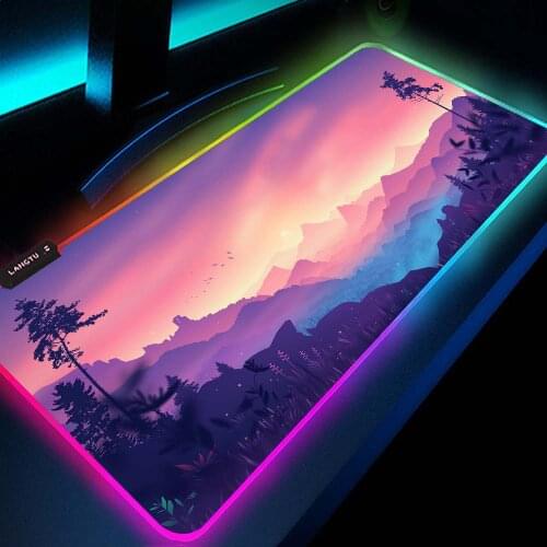 RGB Mouse Pad Pink Pads Gaming Desk Accessories Mouse Desktop Big Mesa Gamer Rubber Mat Pad Under The Keyboard Mousepads Mini Pc