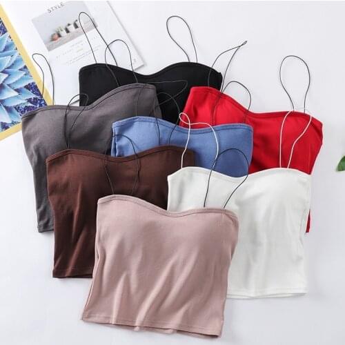 Crop top women clothes ropa mujer tank top cropped clothessexy haut femme cotton vest wrapped chest tube top all-match camisole