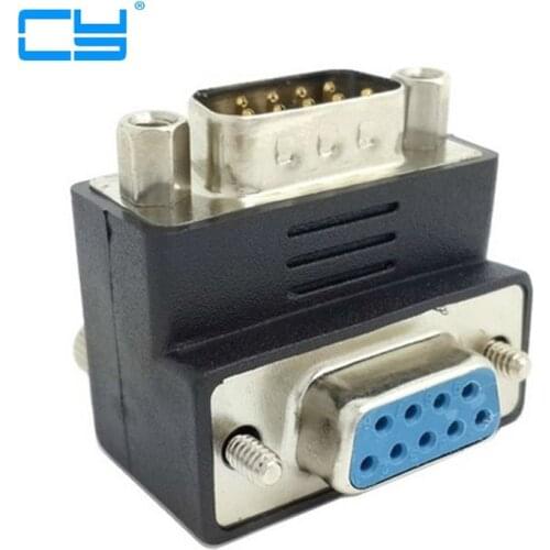 Down Angled 90degree DB9PIN to DB9 RS232 Male to Female Extension Cable Adapter