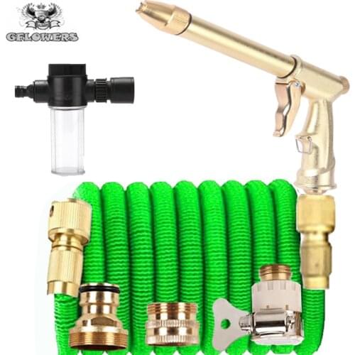 High quality hose high pressure car wash water gun 3 times telescopic magic hose outdoor car wash watering gardening supplies