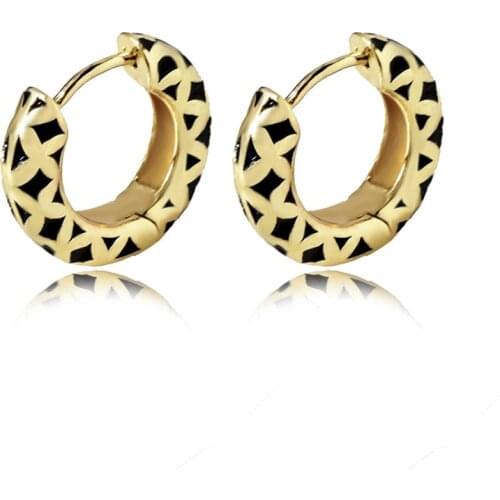 1Pair Vintage Ethnic Small Circle Hoop Earrings Women Jewelry New Trendy Gold Color Leopard Print Round Geometric Earrings E330