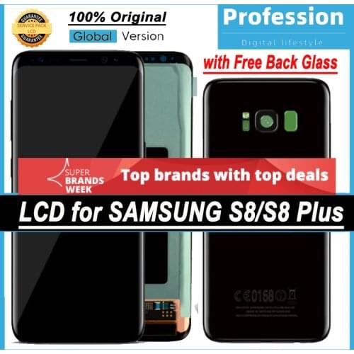100% Original Super AMOLED Display S8 G950F G950FD for Samsung Galaxy S8 Plus G955 G955F LCD Touch Screen Digitizer + Back Glass