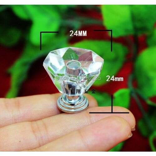 24 * 24mm Diamond Head Acrylic pull buckle Plastic pull ring Transparent drawer handle Gift Crystal Handle Wholesale