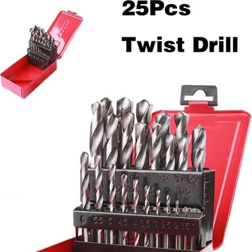 25Pcs Twist Drill Bits Set HSS High Speed Steel For Electric Screwdriver Metal Drill Bit Electric Drill Electrician Tools1-13mm
