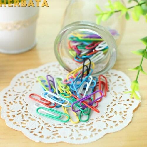 85 pcs/lot Rainbow colored paper clip Silver metal clips memo clip bookmarks stationary office accessories School supplies