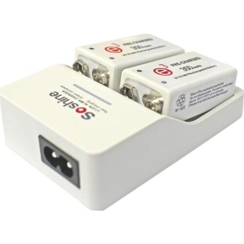 Soshine 9V battery quick charger Rapid Charger + 2 PCS Soshine 9V 350mAh Ni-MH Rechargeable Battery