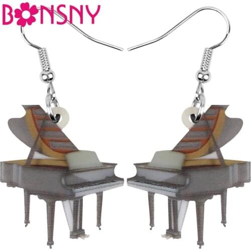Bonsny Acrylic Vintage Piano Earrings Instrument Drop Dangle Jewelry Ornaments For Women Girls Teens Kids Charm Gift Accessories