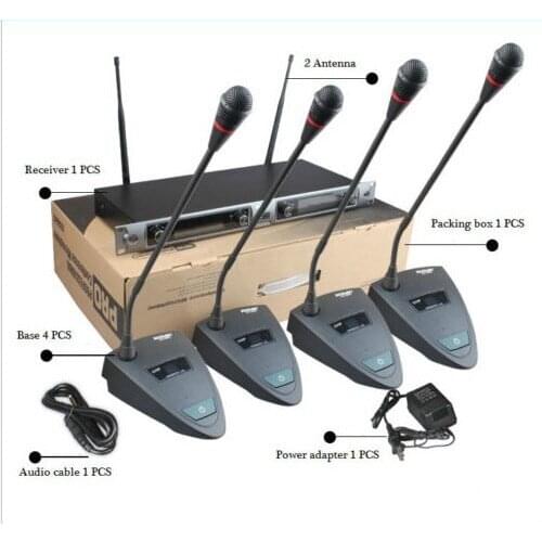 Bolymic New Four Channel Conference Meeting Gooseneck Mics Wireless Microphone System