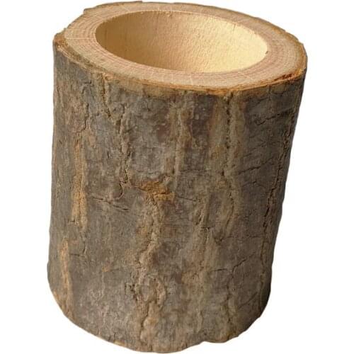 Rustic Wooden Candlestick Tealight Candle Holder Table Decoration Plant Flower Plot Ornament Craft 6x7cm HX6D