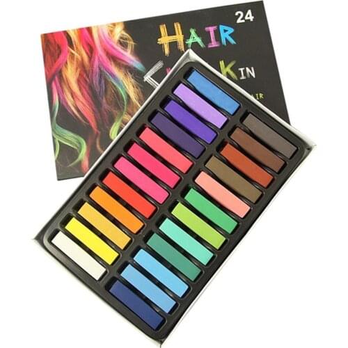 24 Color Hair Chalk Comb Temporary Dye Marker Non-Toxic Hair Chalk Temporary Washable Hair Coloring Dyeing Chalk Easy to Color