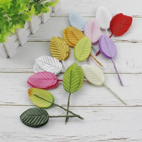 10 Pcs silk leaf fake Leaves artificial plants For Christmas Home Decorations Wedding Decorative Wreaths DIY Gift box decoration