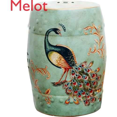 Retro Ceramic Shoe Changing Stool Floor Ornaments Decoration Chinese Living Room Creative Stool Decoration