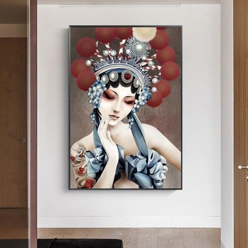 Chinese Traditional Peking Opera Face Canvas Painting Posters Print Vintage Figure Wall Art Pictures For Living Room Home Decor