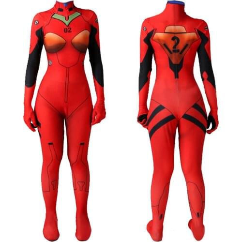 Superhero Asuka Costume Cosplay Zentai Jumpsuit Bodysuit Disfraces De Halloween Costume Asuka Langley Soryu Suit for Adult/kids