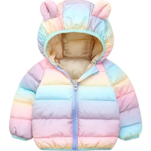 New childrens warm cotton jacket baby down jacket autumn and winter hooded Korean girl short coat baby western style padded jac