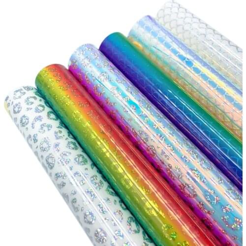 Leopard Mermaid Gradient Shining Rainbow Adhesive Craft Vinyl Making Sign Pattern Work with Cricut Home Festival Party Decor DIY