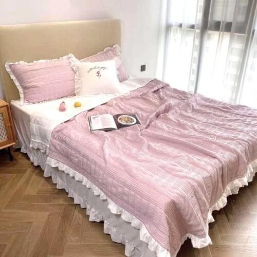 Summer Seersucker Quilt Cotton Quilt Blanket Adult Air Condition Quilts+Pillowcase Bedspread Bed Cover Pillow Case 3PCS
