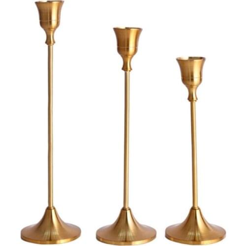 C5AC European Style Metal Candle Holder Simple Golden Home Decor Candlestick Wedding Decoration Bar Party Living Room Decoration