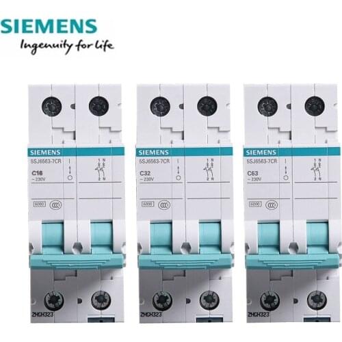 Siemens Miniature circuit breaker 6000 A 5SJ6 TYPE C 1P+N 2P 10A 16A 20A 25A 32A 40A 50A 63A 5SJ62**-7CR 5SJ65**-7CR AC