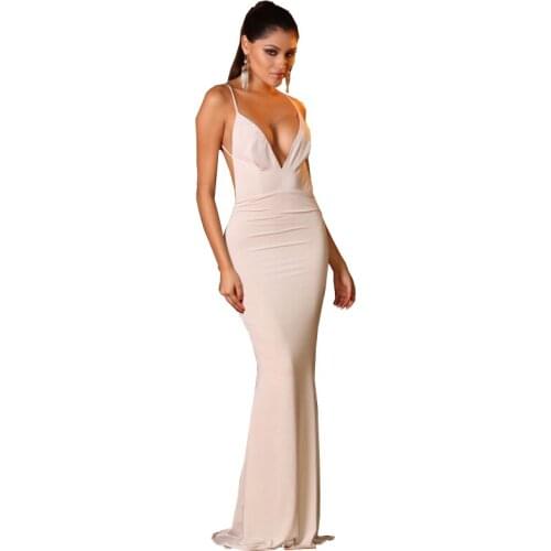 Fashion Slim Elegant Sexy Maxi Dress 2017 Off Shoulder Backless Solid Bodycon Pencil Dress Party Elegant Evening Vestidos C2461
