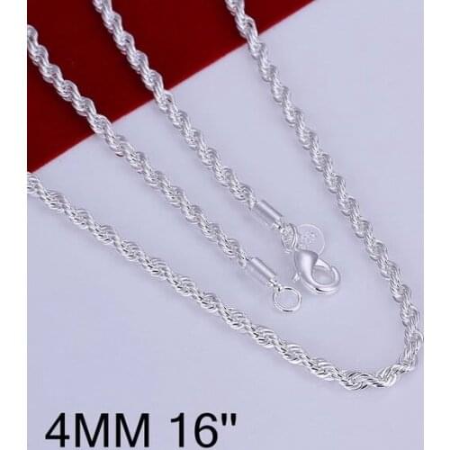 N067-16 925 jewelry silver plated Necklace, silver Necklace Pendant Shine Twisted Line 4mm 16 inches /OQCUJTAX UVXHRLTM