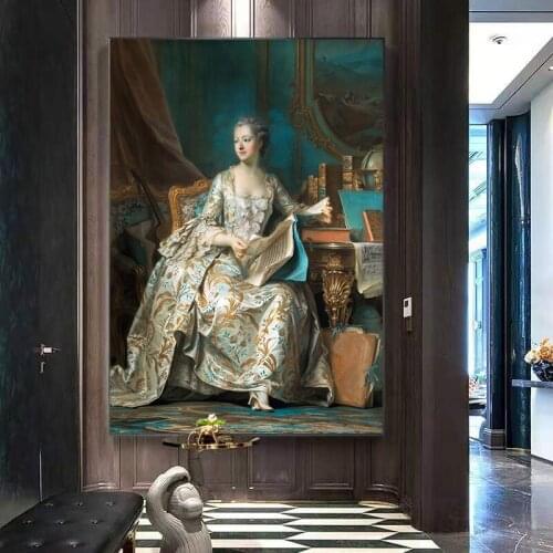 Wall Canvas Art Madame Pompidou Beautiful Classic Canvas Painting Posters and Prints Wall Art Picture for Living Room Home Decor