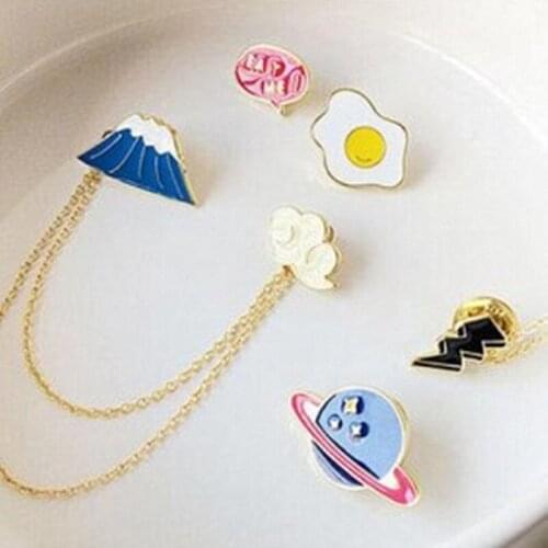 2021 New Trendy Long Chain Brooches Badge Personality Design Flower Cute Fortune Cat Brooch Pin Collar Clips Women Accessories
